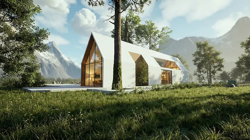 طراحی معماری ویلا توسط استودیو زیوان پلاس به رنگ سفید